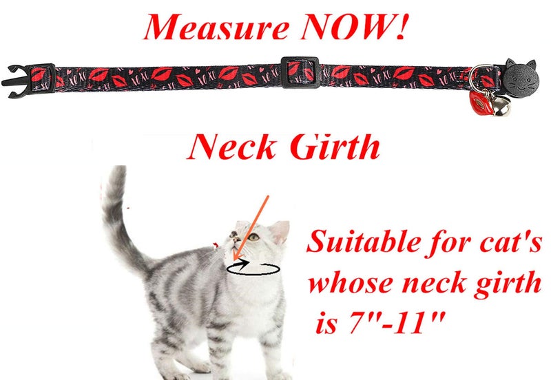 BoomBone Valentines Day Cat Collar Breakaway with Bell and Lip Charm,Puppy Collars for Small Dogs - Image 3